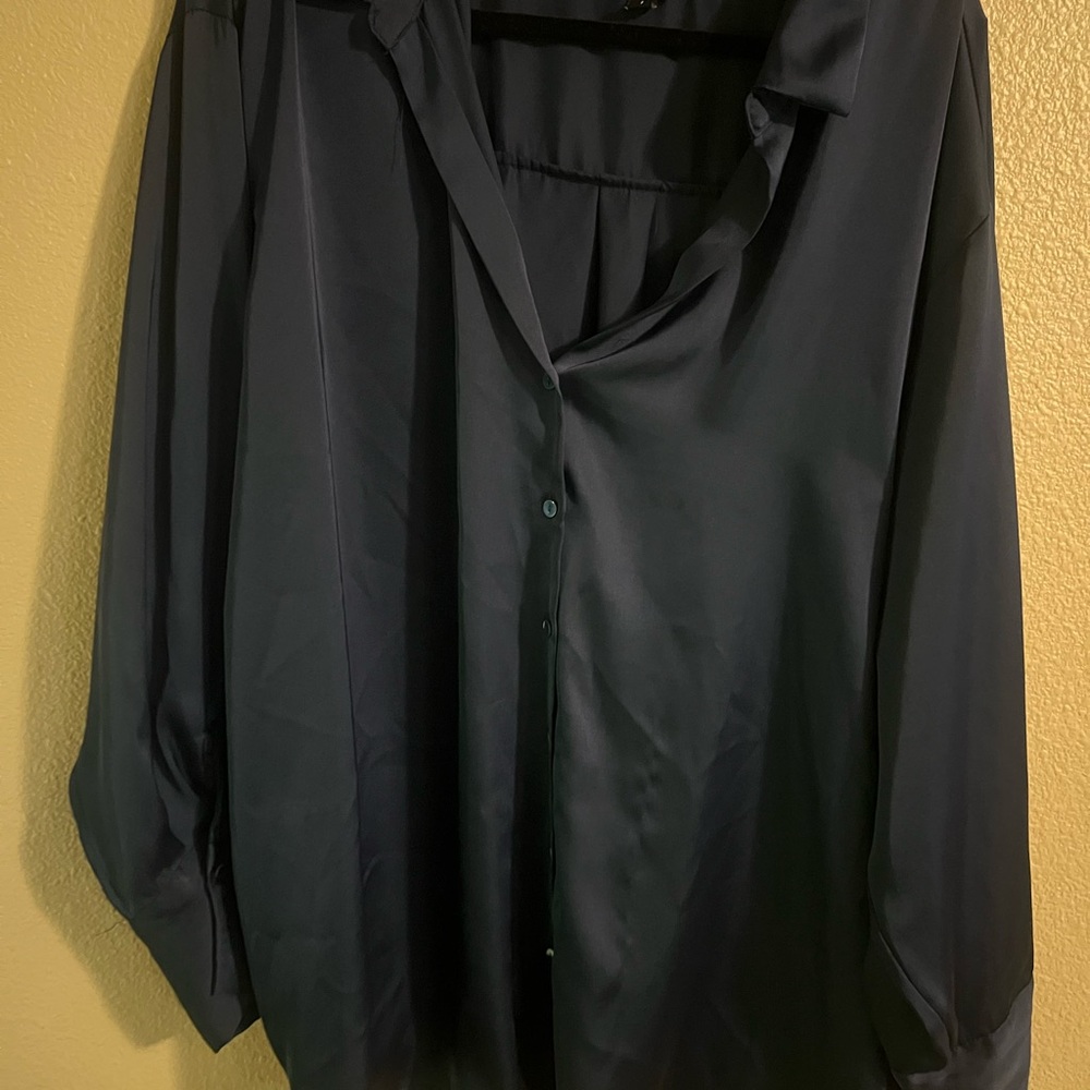 Torrid Blue Satin Blouse
